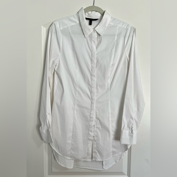 WHBM - White Long Sleeve Button Down Tunic - Picture 2 of 7